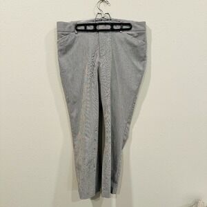 A New Day Blue/White Womens Striped Stretch Ankle Side Zip Work Pants Size 16